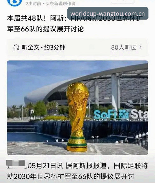 2030世界杯扩军66队深度分析：中国男足迎来破局黄金期